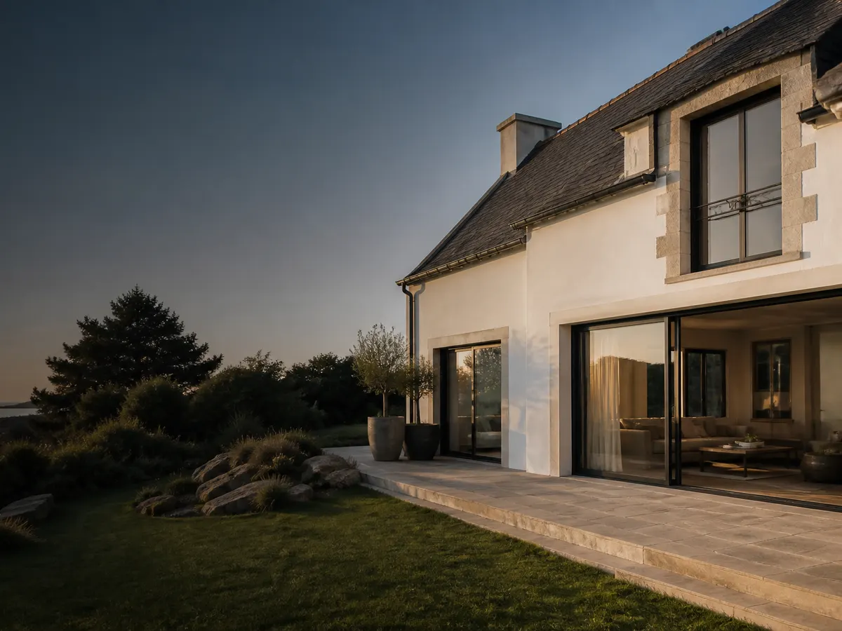 Illustration éditoriale de fenêtres et baies vitrées sur une maison